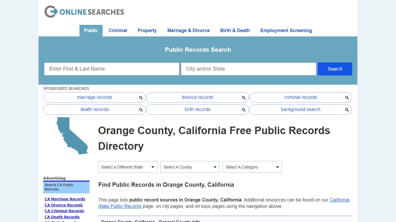 Orange County, California Public Records Directory
