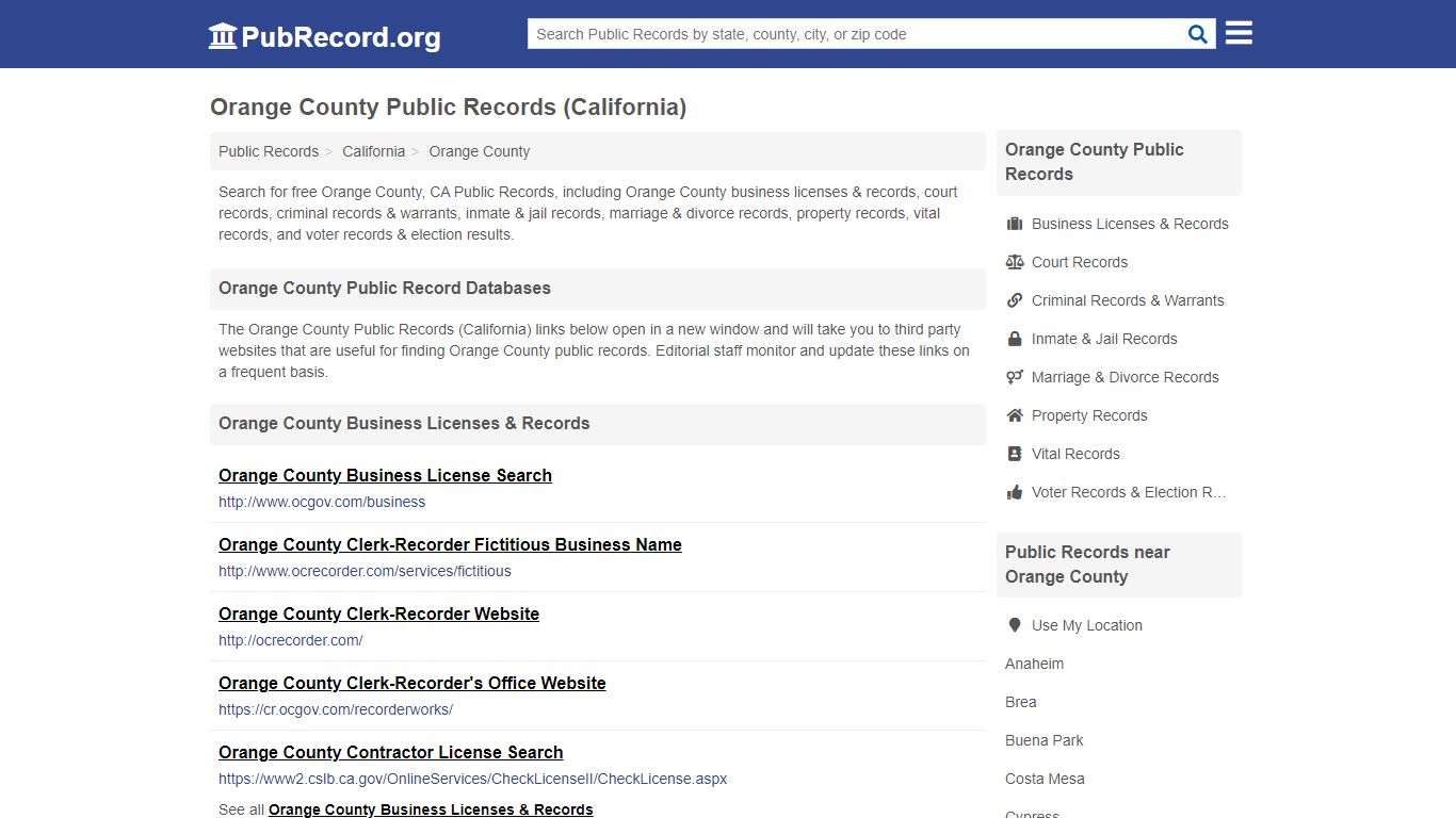 Free Orange County Public Records (California Public Records)